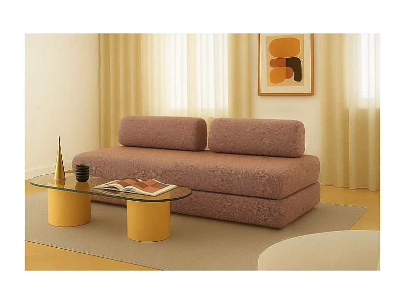 Canapé droit modulable et convertible 3 places - Tissu tweed - Rouge