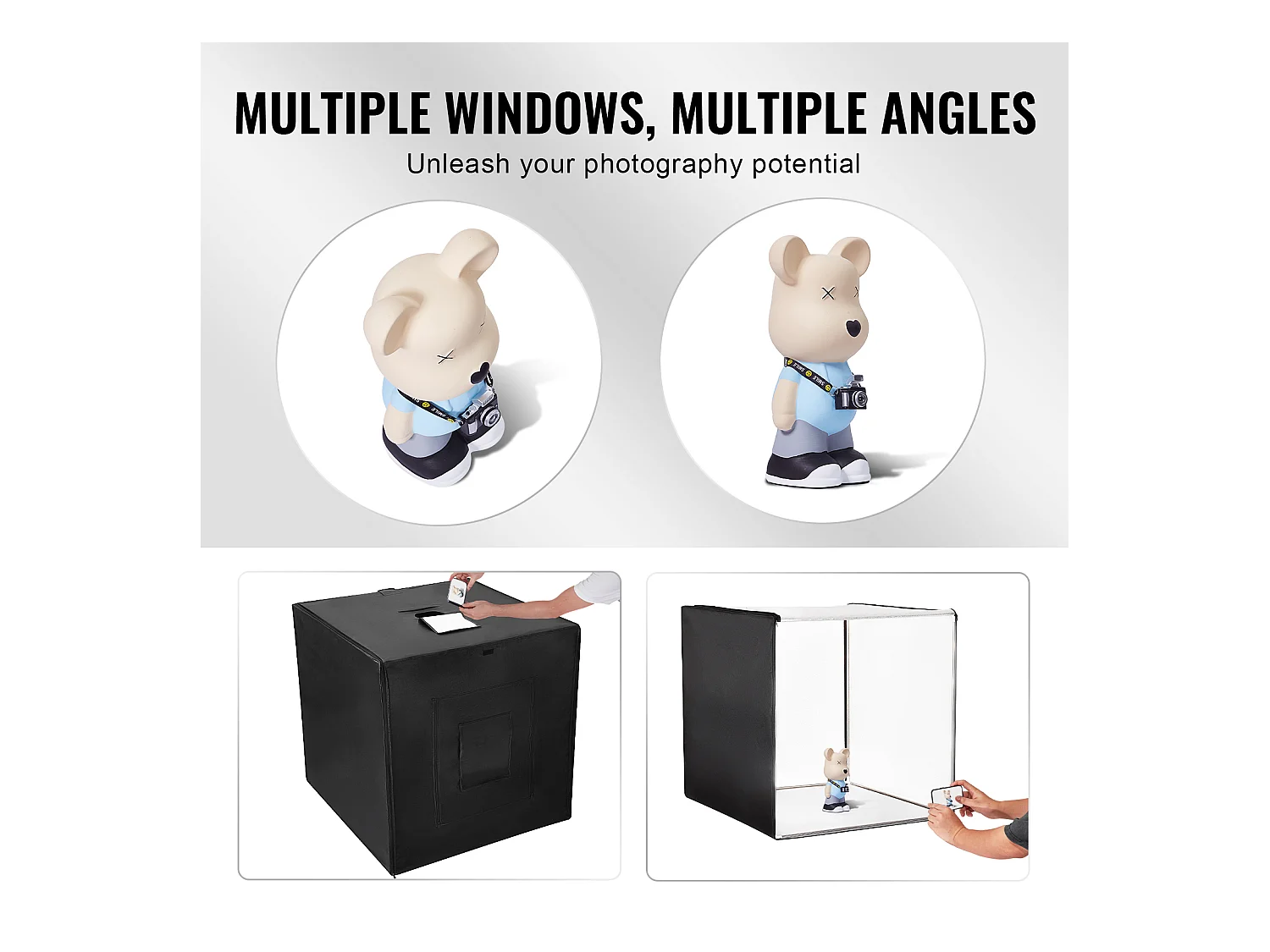 Boîte à Lumière Studio Photo SucceBuy, 81,5x81,5 cm, 5600 K, 210 Lumières LED