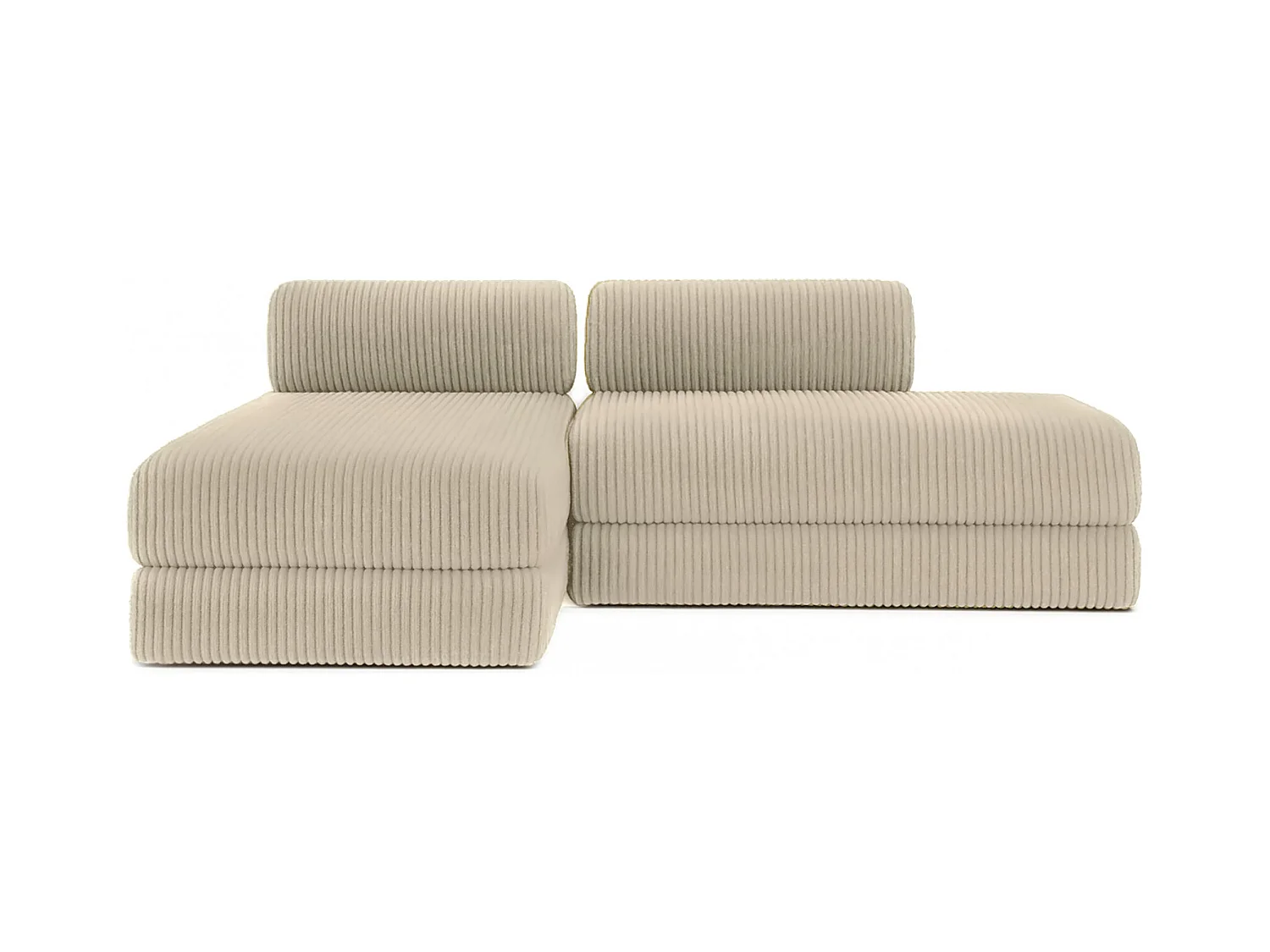 Canapé d'angle modulable et convertible 5 places - Velours côtelé XL - Beige