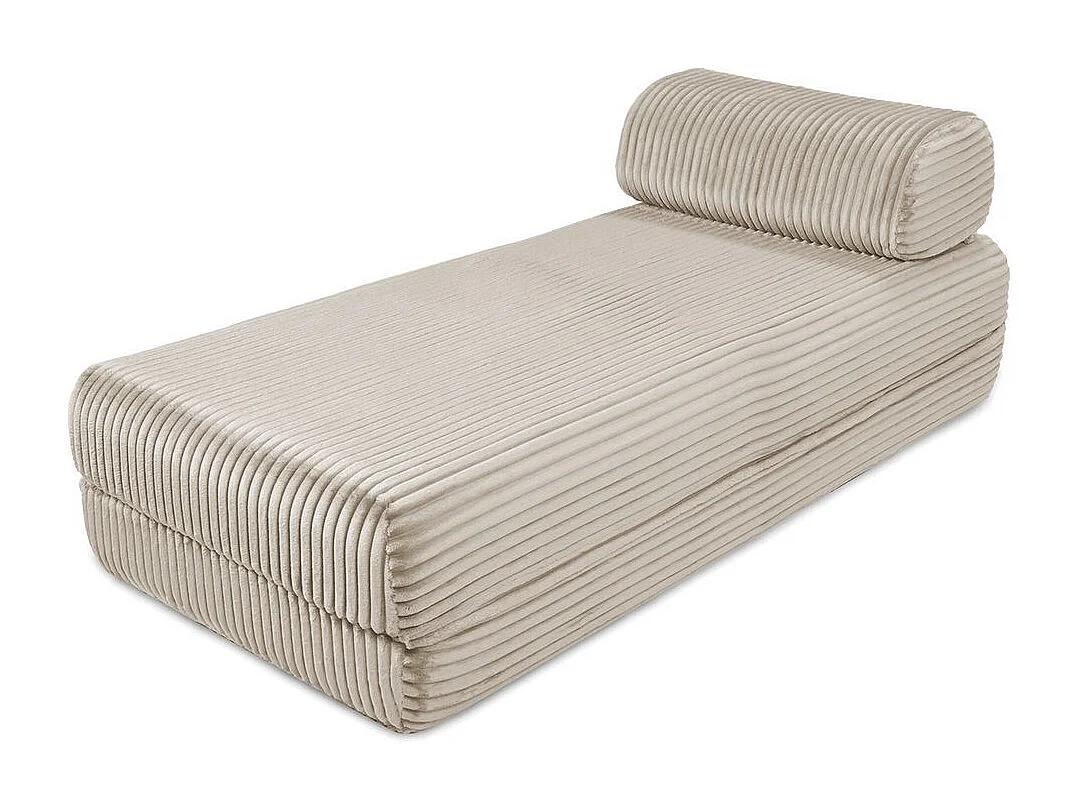 Canapé d'angle modulable et convertible 5 places - Velours côtelé XL - Beige