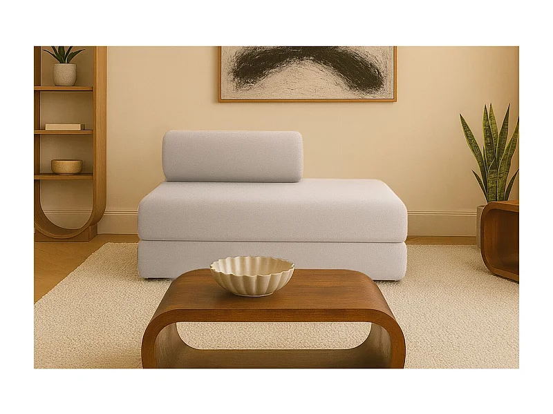 Canapé droit modulable et convertible 2 places - Tissu lisse - Beige