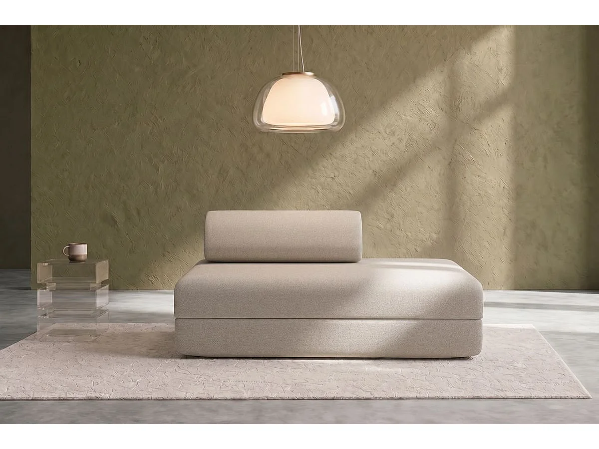 Canapé droit modulable et convertible 2 places - Tissu lisse - Beige