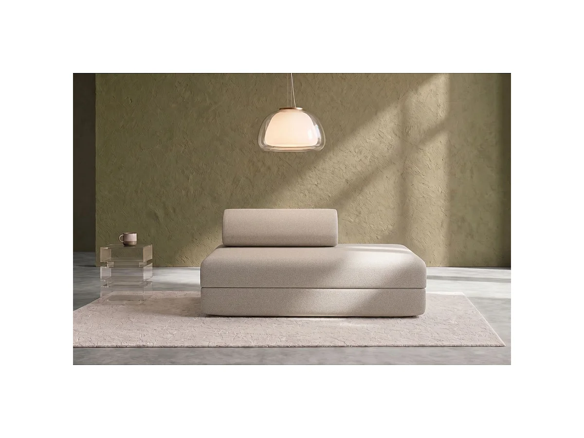 Canapé droit modulable et convertible 2 places - Tissu lisse - Beige