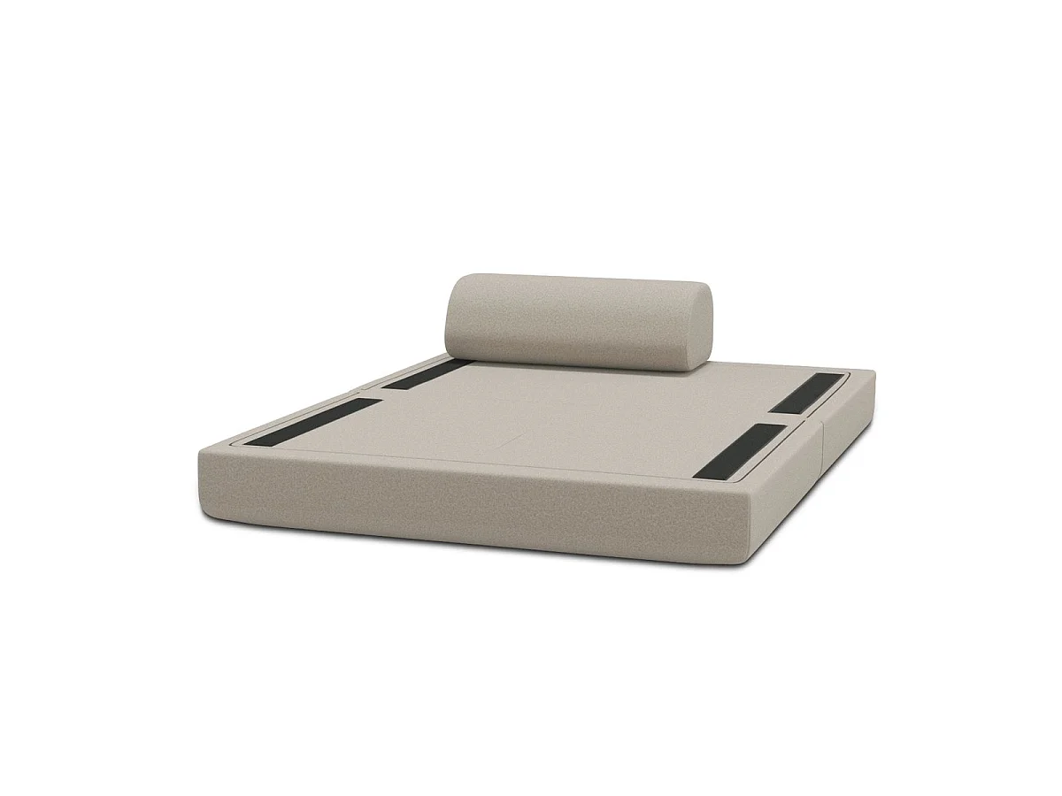 Canapé droit modulable et convertible 2 places - Tissu lisse - Beige