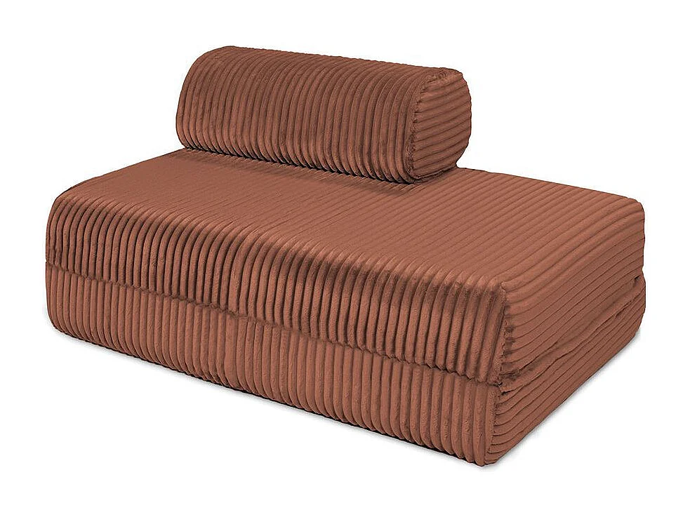 Canapé droit modulable et convertible 5 places - Velours côtelé XL - Terracotta