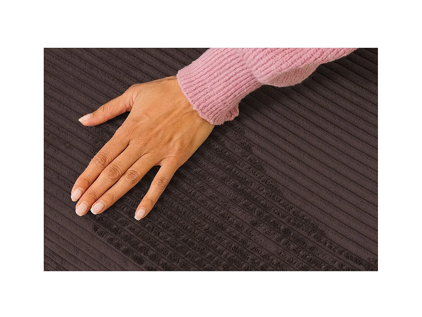 Canapé droit modulable et convertible 3 places - Velours côtelé - Marron