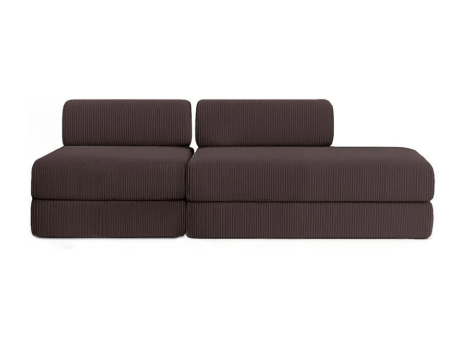 Canapé droit modulable et convertible 3 places - Velours côtelé - Marron