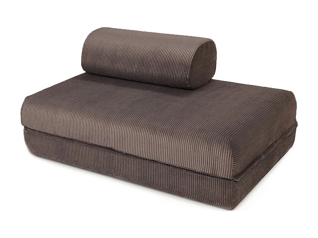 Canapé droit modulable et convertible 3 places - Velours côtelé - Marron