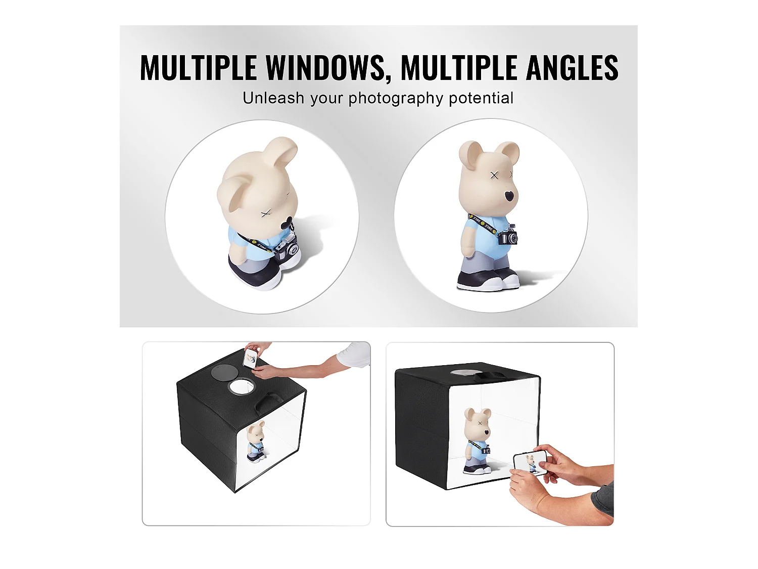 Boîte à Lumière Studio Photo SucceBuy, 31x31 cm, 3000 - 5600 K, 6 Toiles de Fond