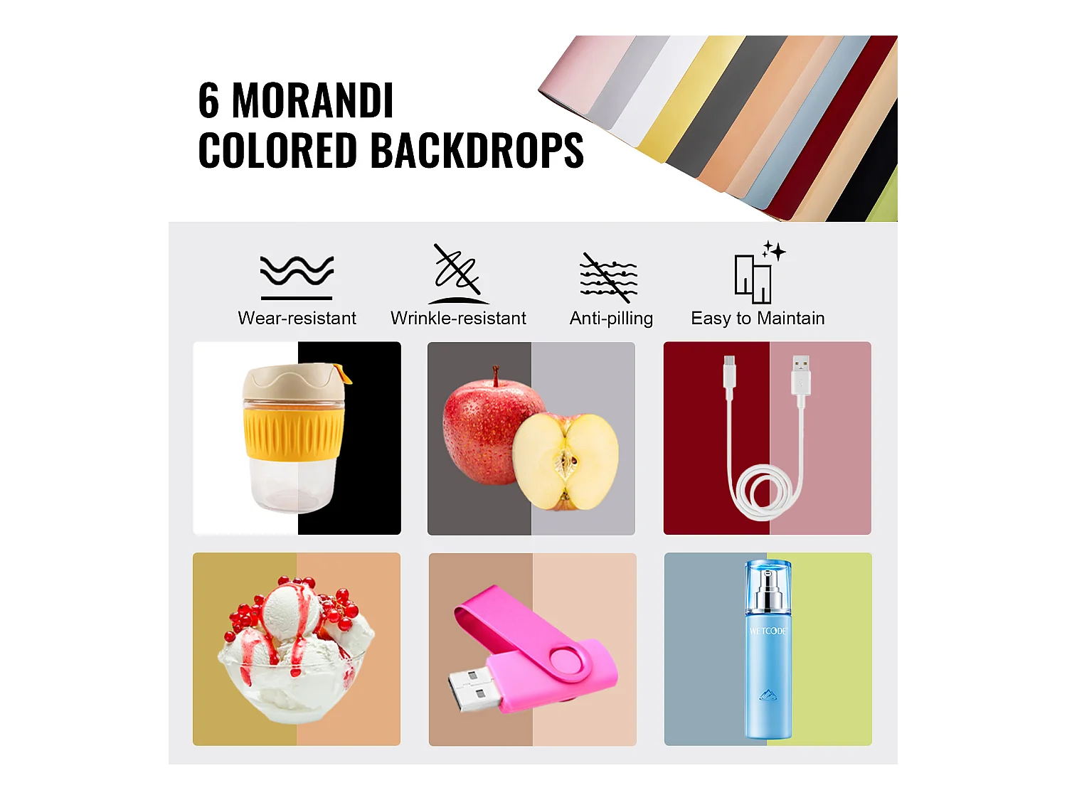 Boîte à Lumière Studio Photo SucceBuy, 31x31 cm, 3000 - 5600 K, 6 Toiles de Fond