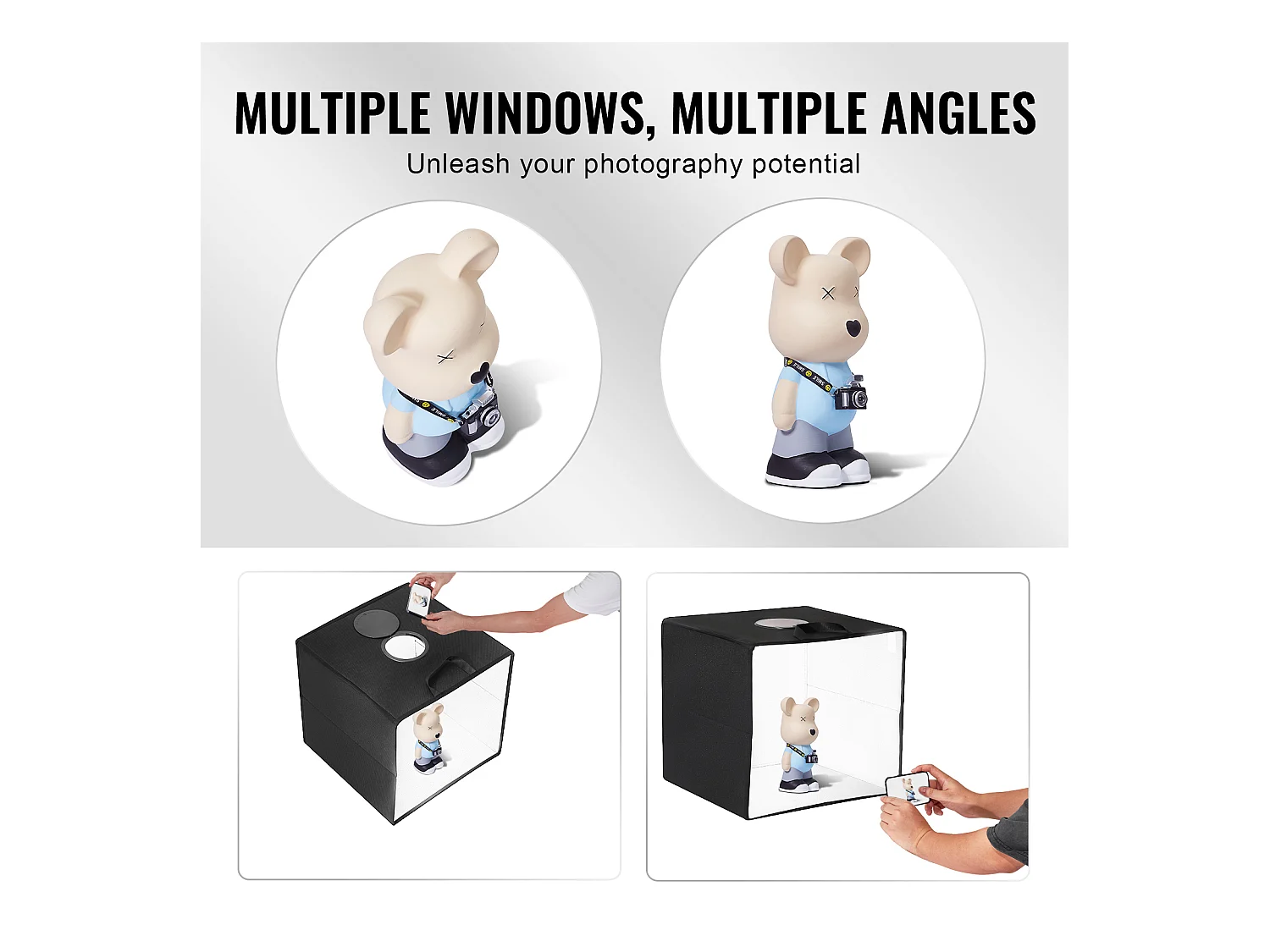 Boîte à Lumière Studio Photo SucceBuy, 41x40x39 cm, 3000 - 5600 K, 6 Toiles de Fond