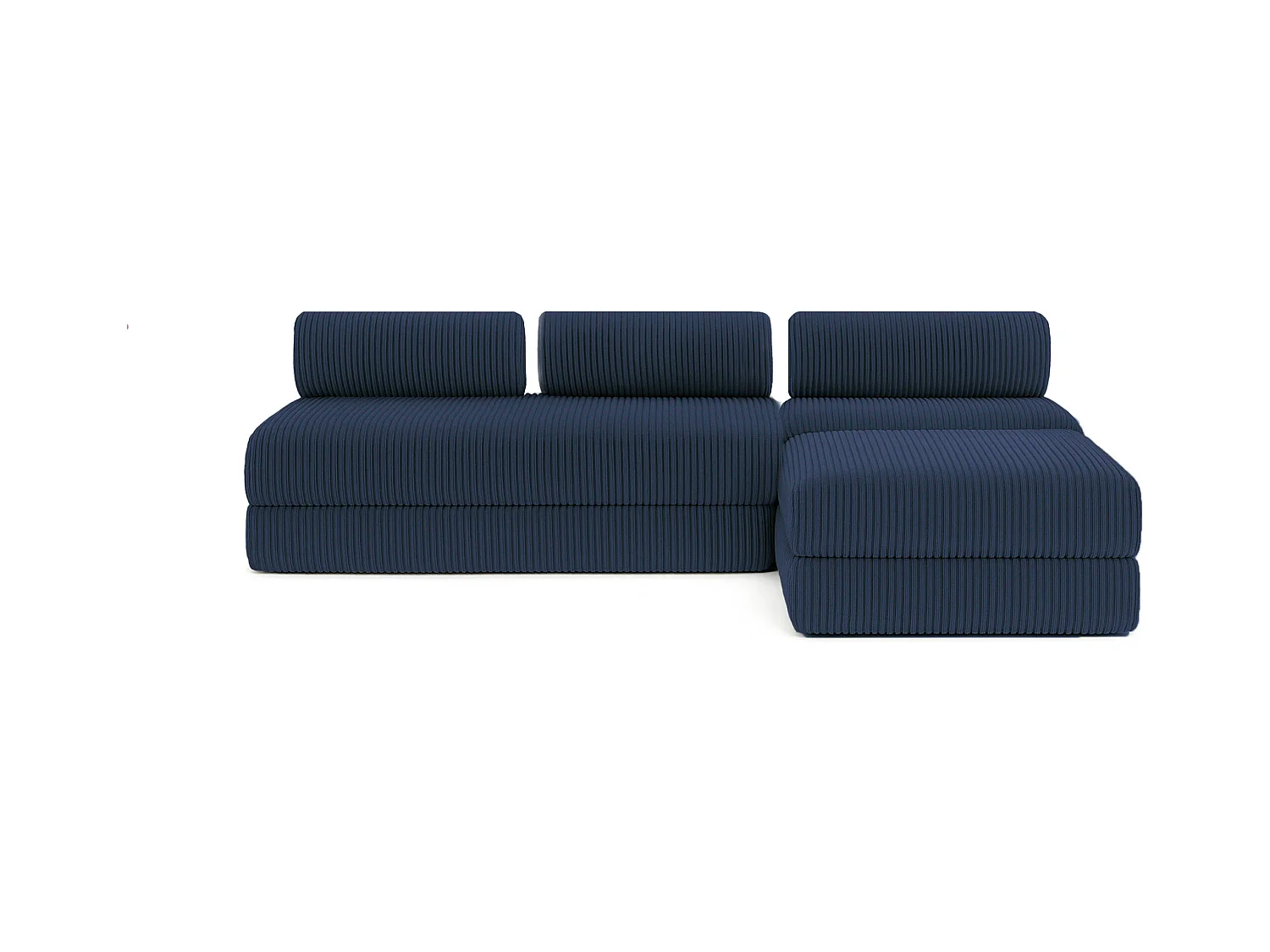 Canapé d'angle modulable et convertible 6 places - Velours côtelé XL - Bleu