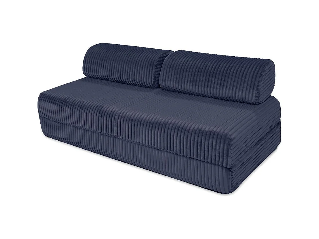 Canapé d'angle modulable et convertible 6 places - Velours côtelé XL - Bleu