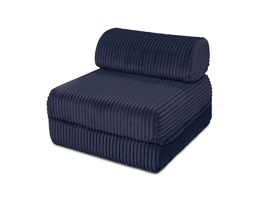 Canapé d'angle modulable et convertible 6 places - Velours côtelé XL - Bleu