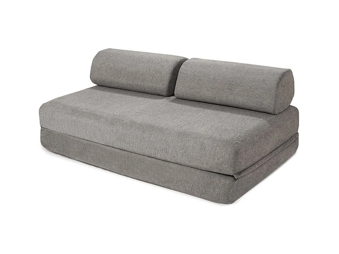 Canapé d'angle modulable et convertible 6 places - Tissu lisse - Gris