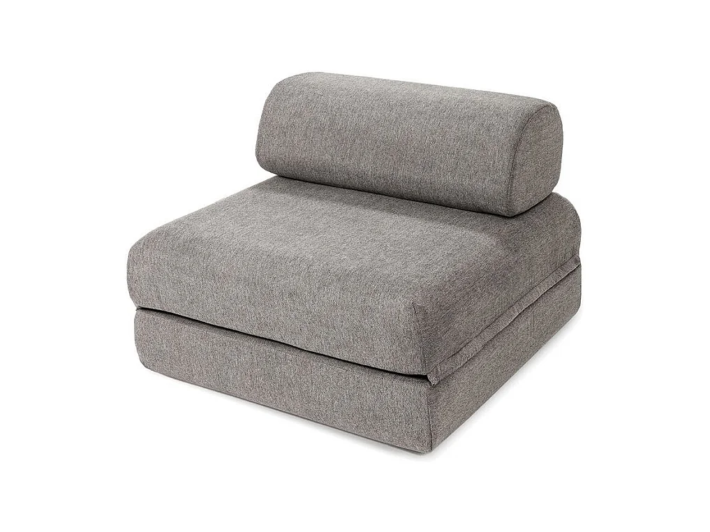 Canapé d'angle modulable et convertible 6 places - Tissu lisse - Gris