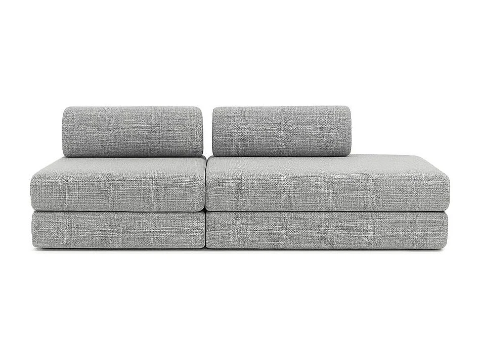 Canapé droit modulable et convertible 3 places - Tissu tweed - Gris