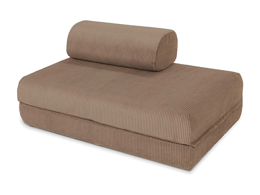 Canapé droit modulable et convertible 5 places - Velours côtelé - Taupe