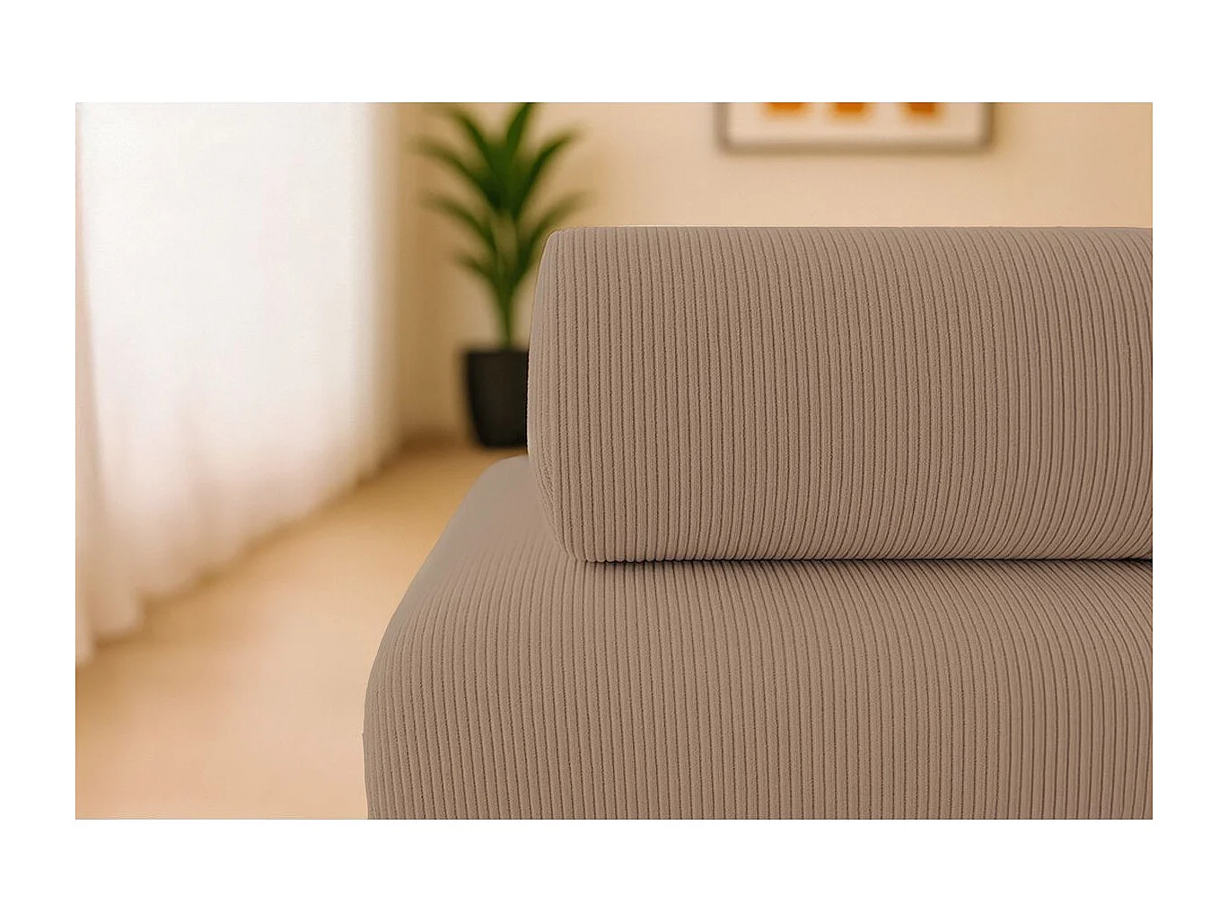 Canapé droit modulable et convertible 5 places - Velours côtelé - Taupe