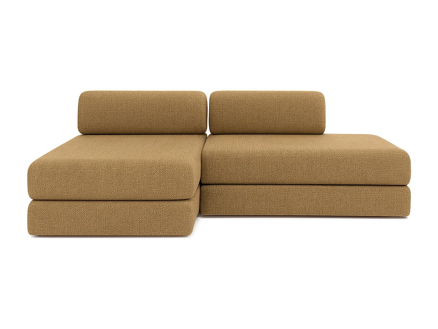 Canapé d'angle modulable et convertible 5 places - Tissu tweed - Jaune