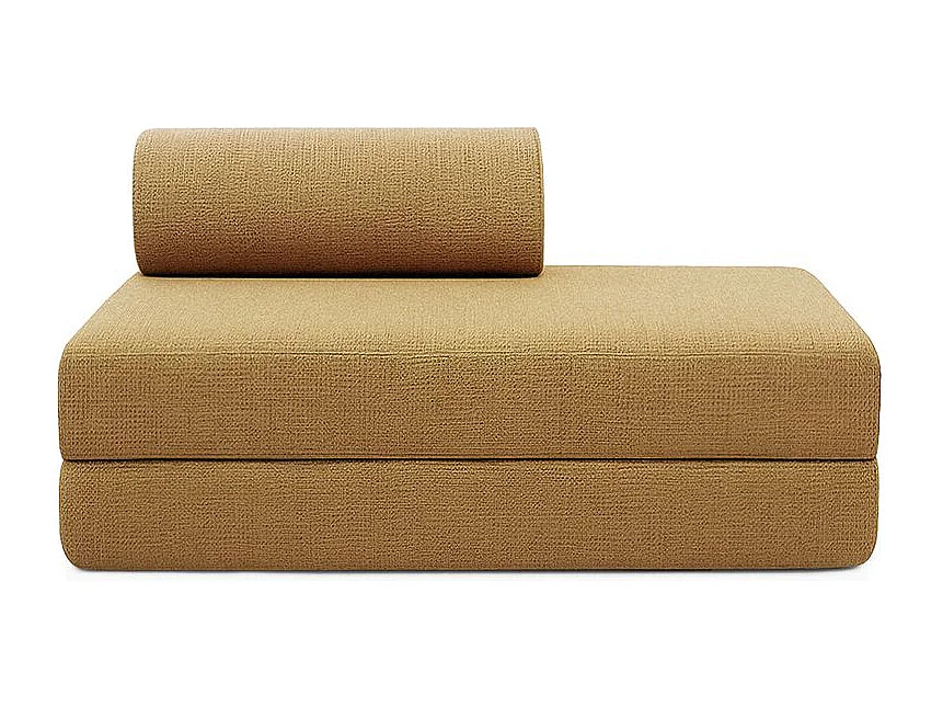 Canapé d'angle modulable et convertible 5 places - Tissu tweed - Jaune