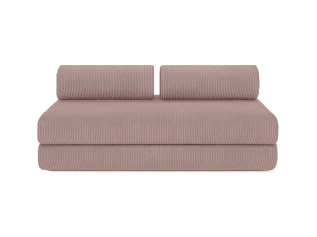 Canapé droit modulable et convertible 5 places - Velours côtelé - Rose pâle