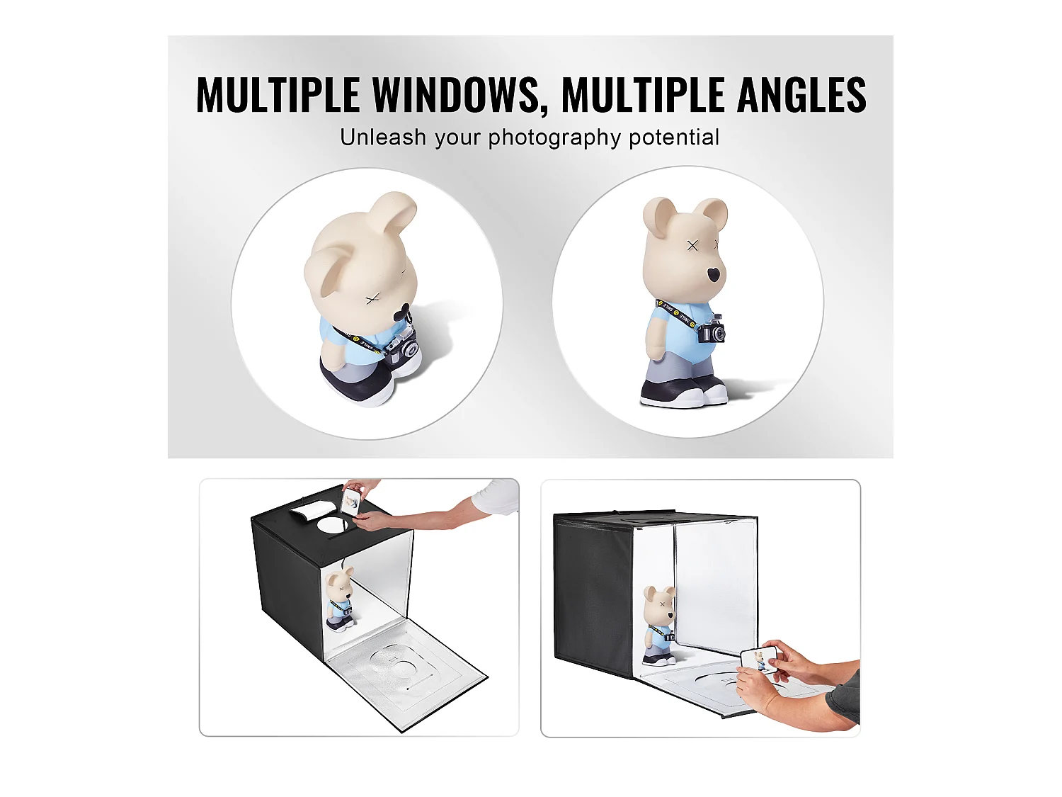 Boîte à Lumière Studio Photo SucceBuy, 60x60 cm, Températures Réglables de 3000 à 5600 K