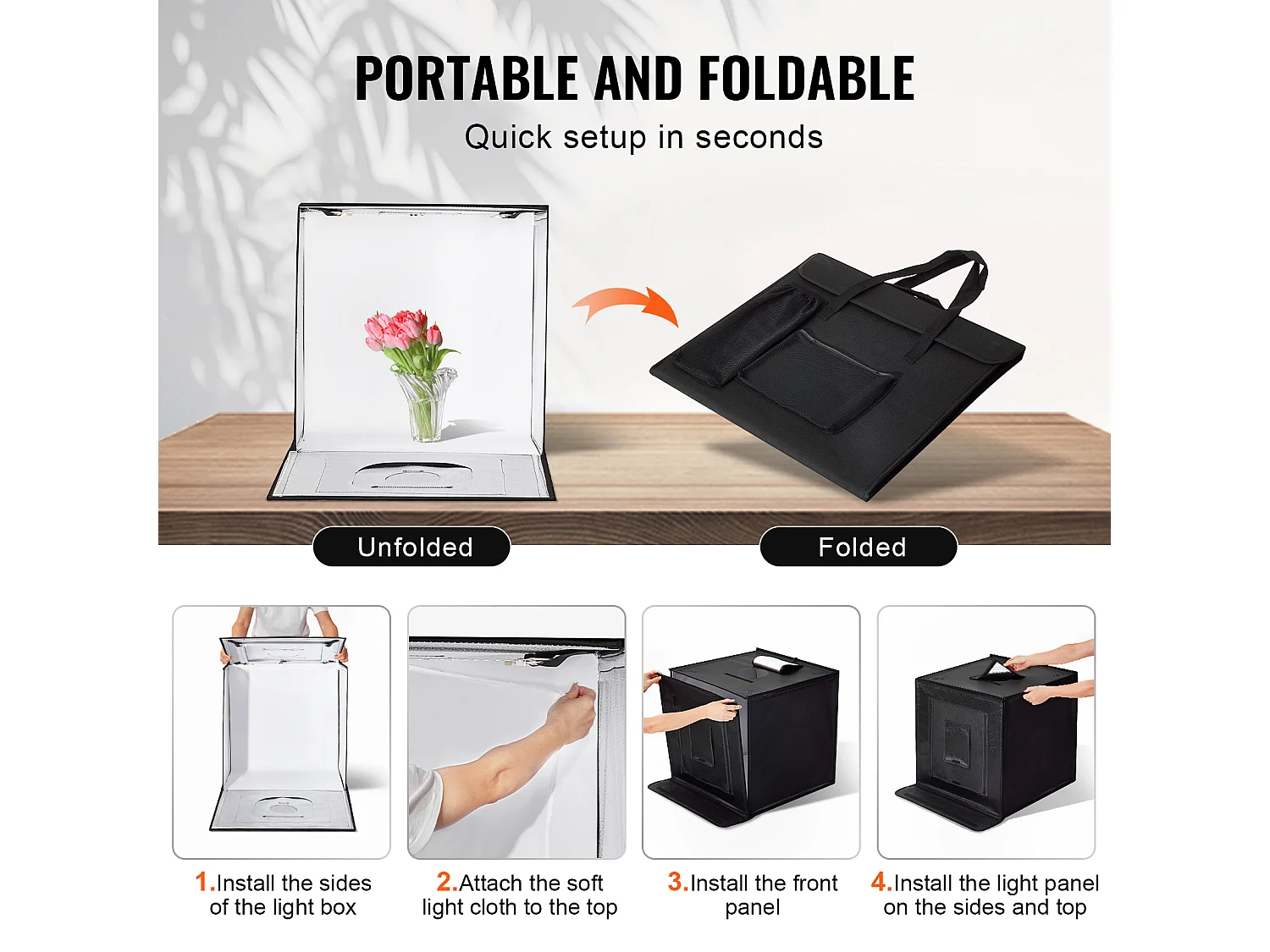 Boîte à Lumière Studio Photo SucceBuy, 60x60 cm, Températures Réglables de 3000 à 5600 K