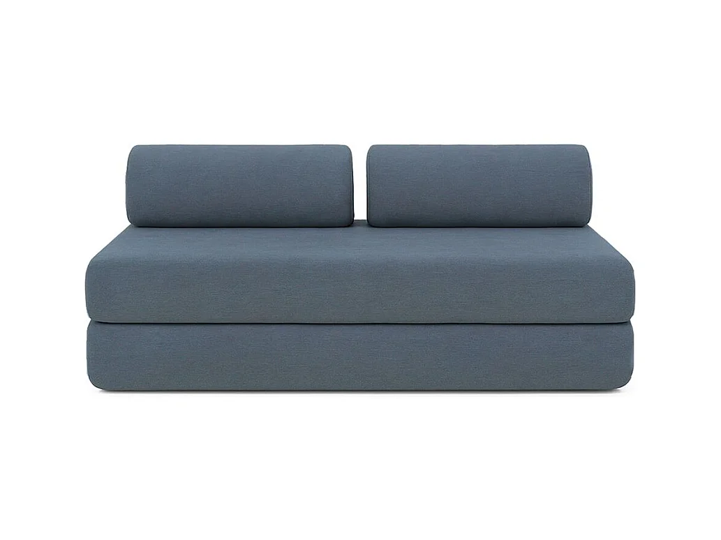 Canapé droit modulable et convertible 5 places - Tissu lisse - Bleu