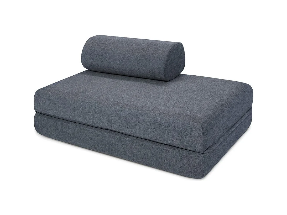 Canapé droit modulable et convertible 5 places - Tissu lisse - Bleu