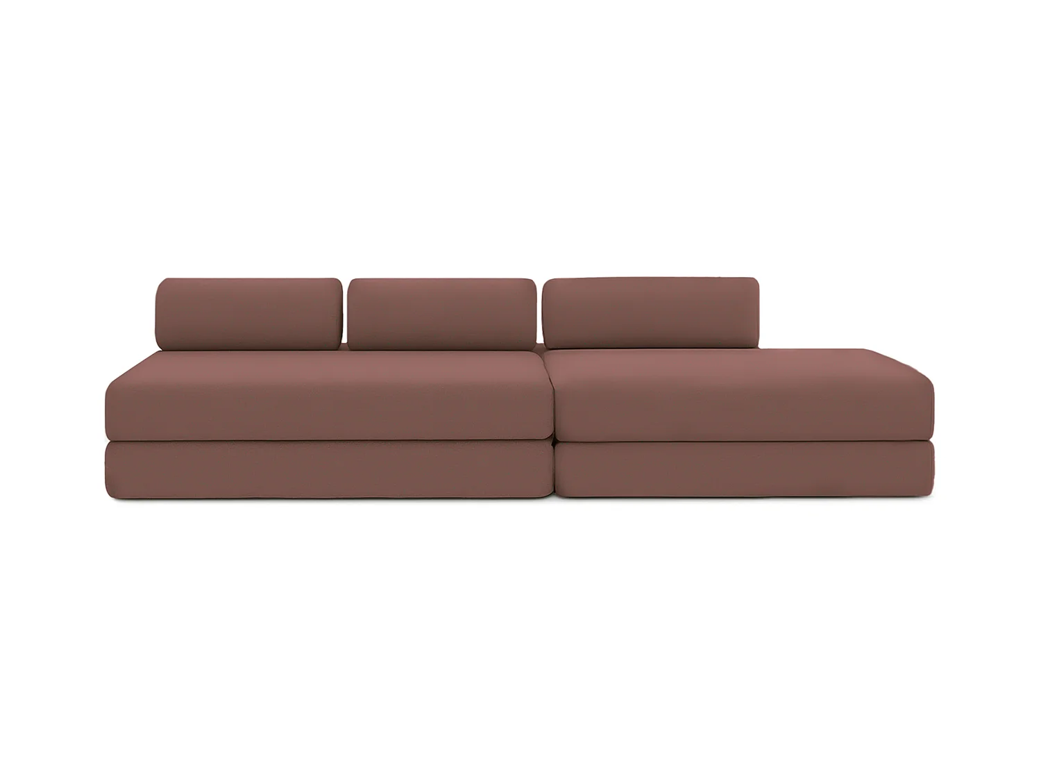 Canapé droit modulable et convertible 5 places - Tissu lisse - Terracotta