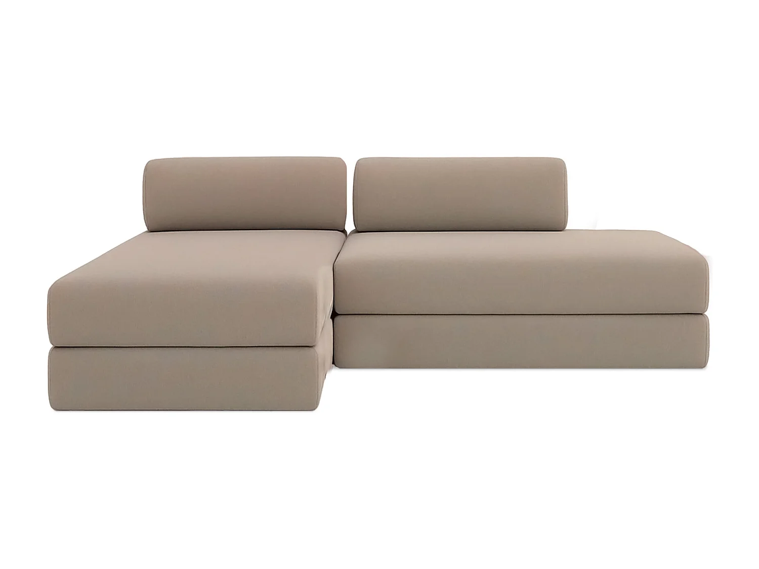 Canapé d'angle modulable et convertible 5 places - Tissu lisse - Taupe