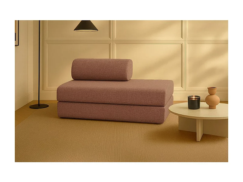 Canapé droit modulable et convertible 2 places - Tissu tweed - Rouge