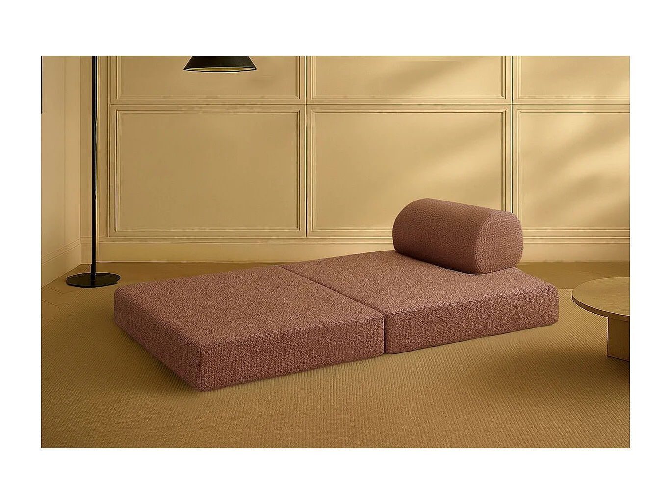 Canapé droit modulable et convertible 2 places - Tissu tweed - Rouge