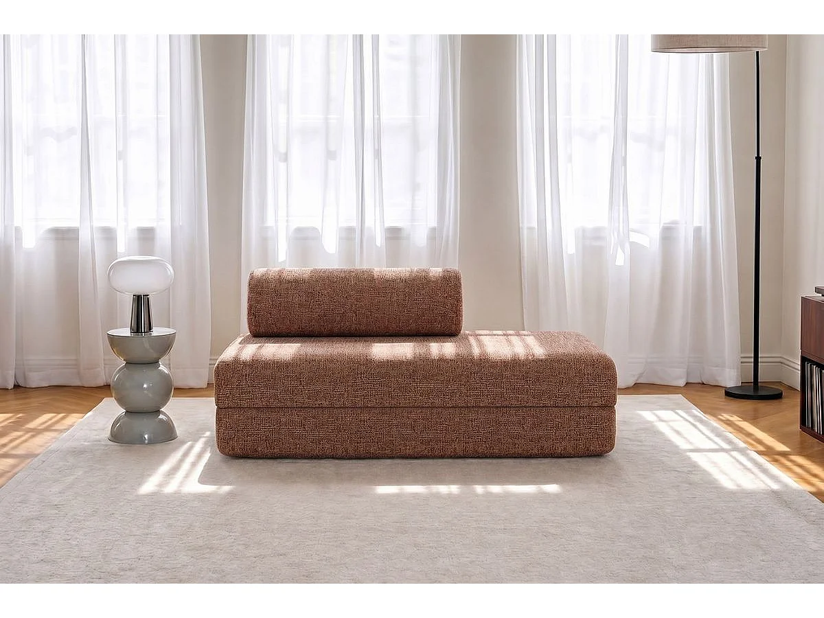 Canapé droit modulable et convertible 2 places - Tissu tweed - Rouge