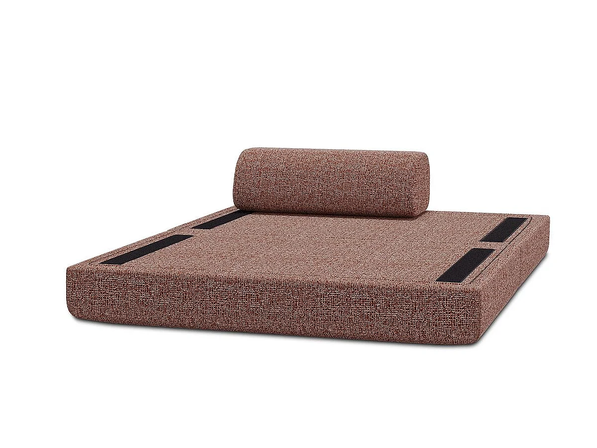 Canapé droit modulable et convertible 2 places - Tissu tweed - Rouge