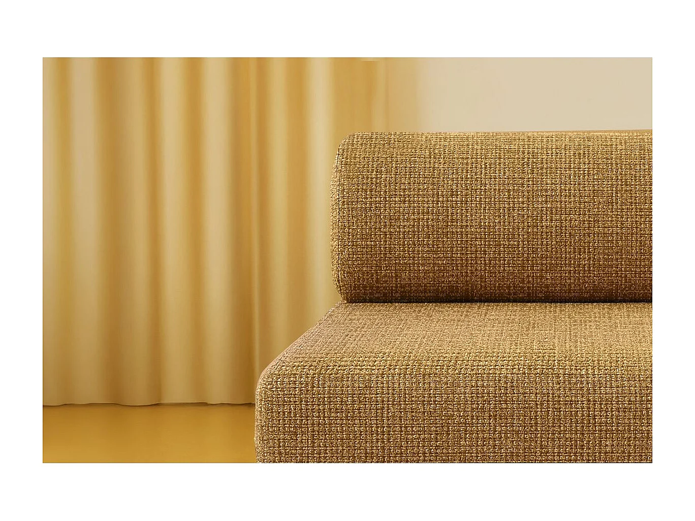 Canapé droit modulable et convertible 5 places - Tissu tweed - Jaune