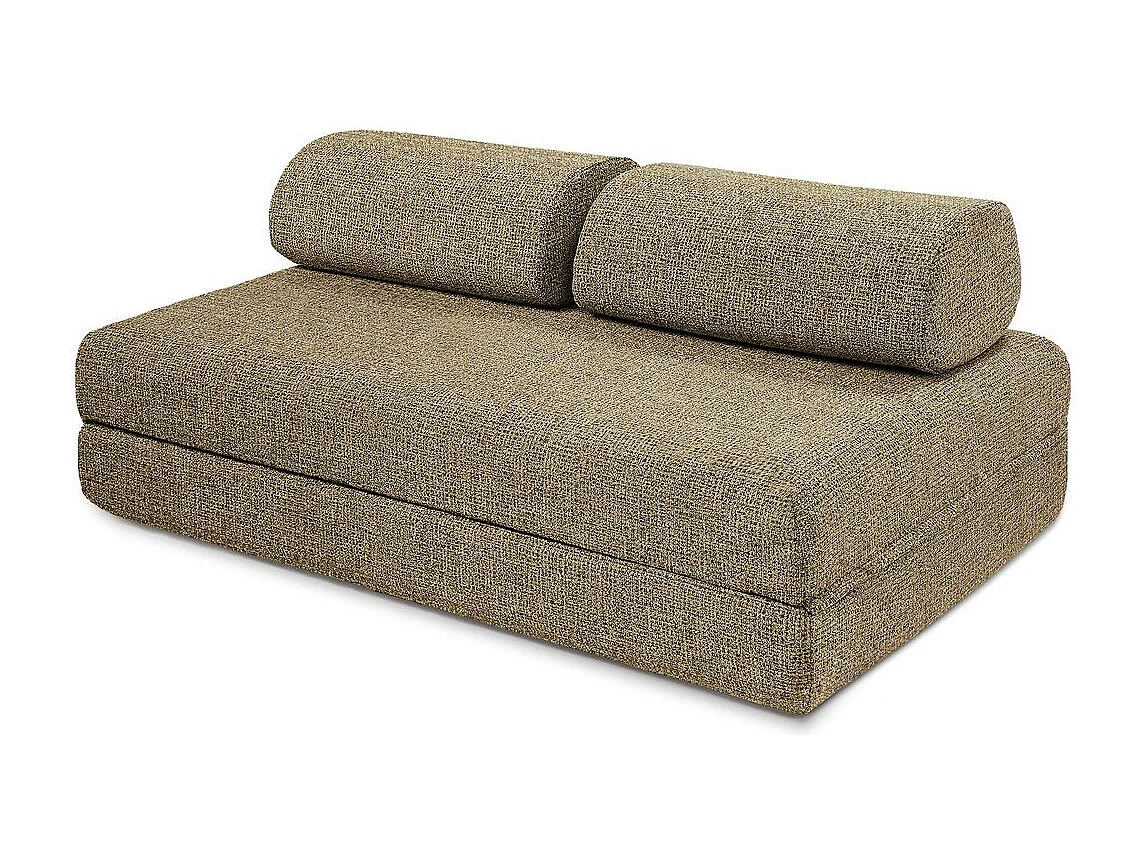 Canapé droit modulable et convertible 5 places - Tissu tweed - Jaune