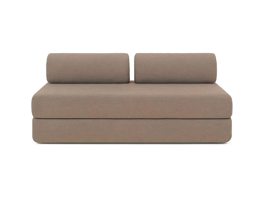 Canapé d'angle modulable et convertible 6 places - Tissu lisse - Marron