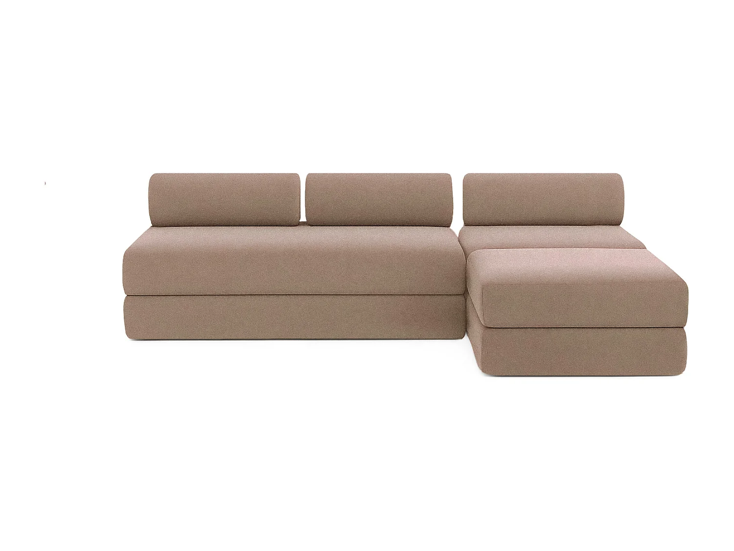 Canapé d'angle modulable et convertible 6 places - Tissu lisse - Marron