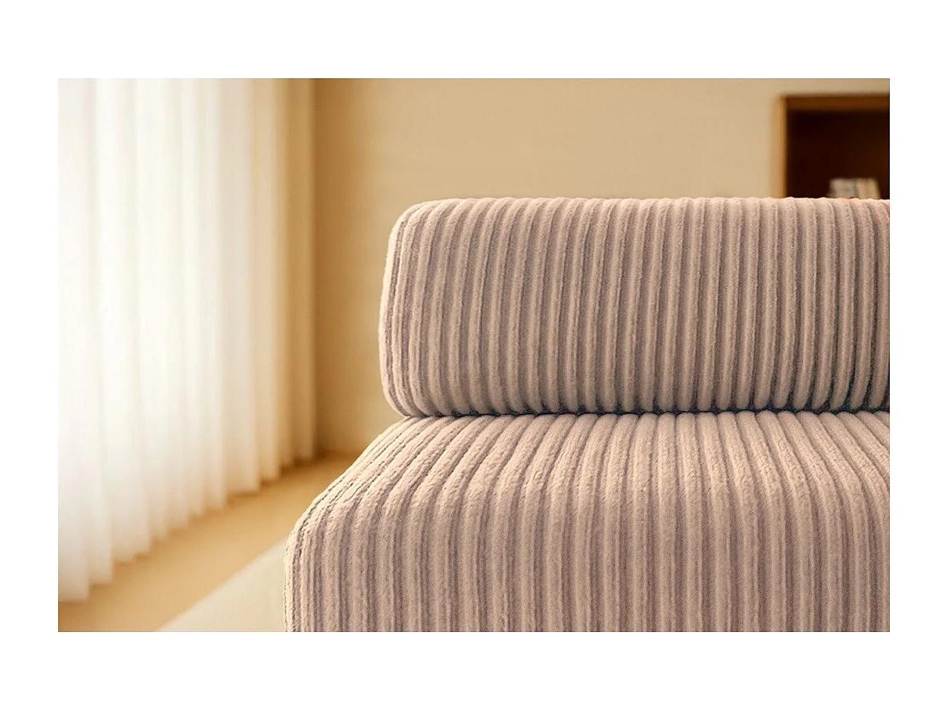 Canapé d'angle modulable et convertible 6 places - Velours côtelé XL - Marron