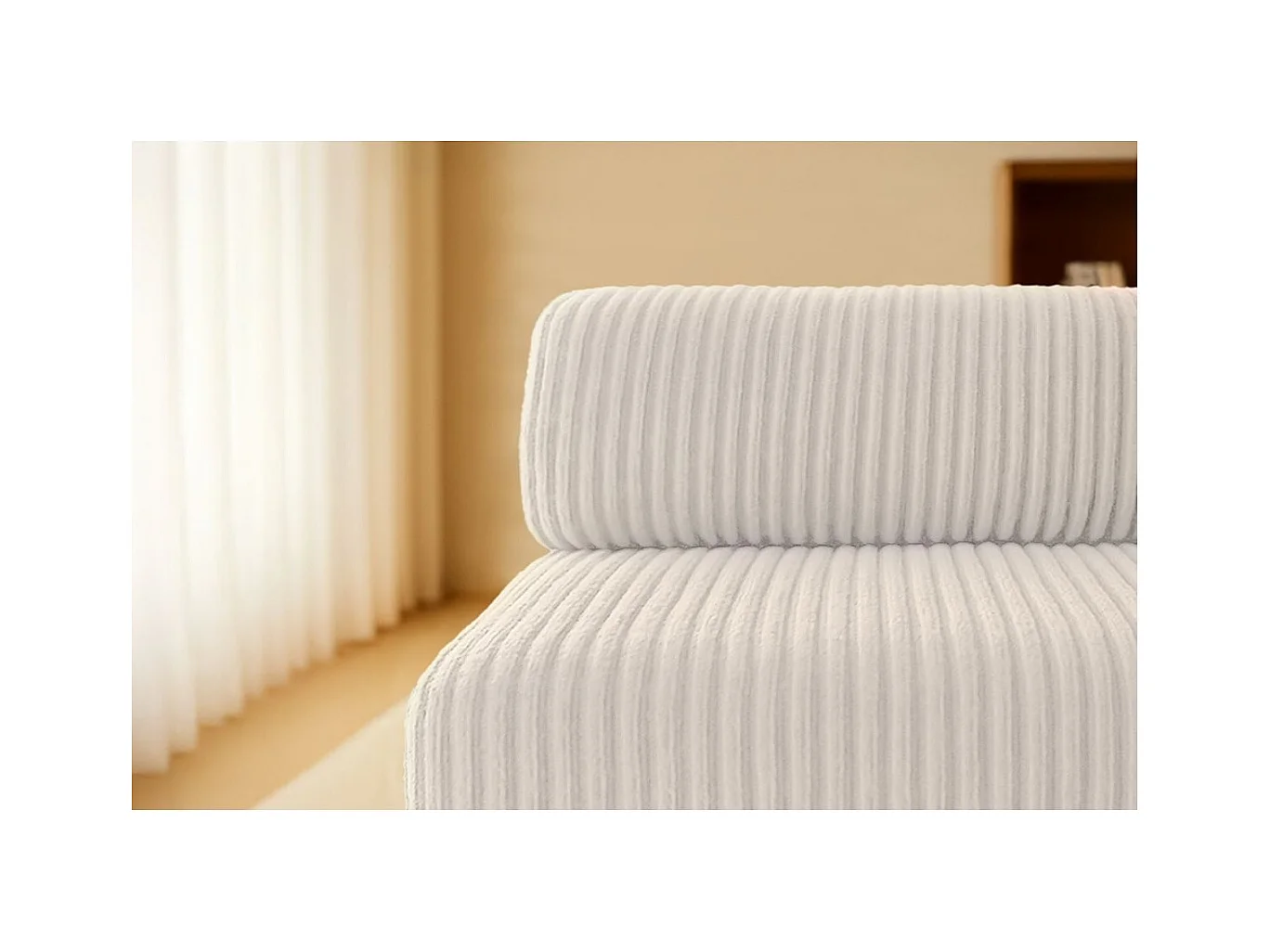 Canapé droit modulable et convertible 3 places - Velours côtelé XL - Blanc