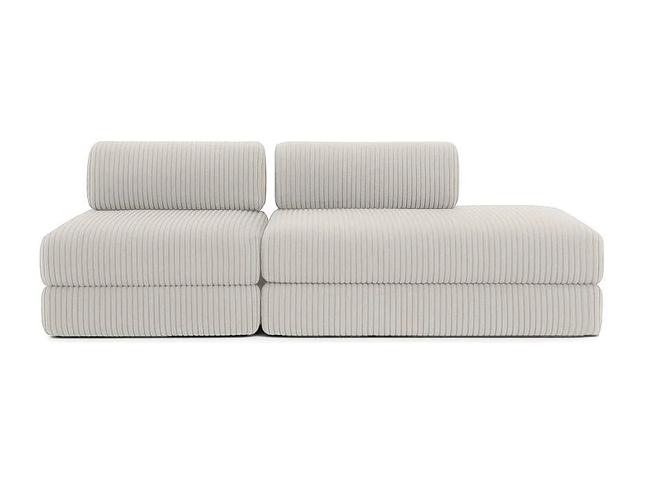 Canapé droit modulable et convertible 3 places - Velours côtelé XL - Blanc