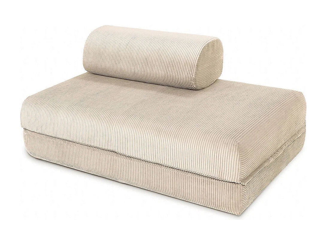 Canapé droit modulable et convertible 5 places - Velours côtelé - Beige