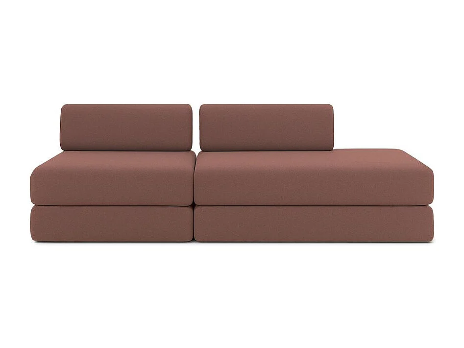 Canapé droit modulable et convertible 3 places - Tissu lisse - Terracotta