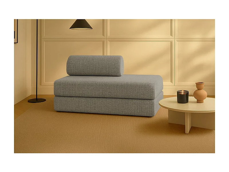 Canapé droit modulable et convertible 2 places - Tissu tweed - Gris