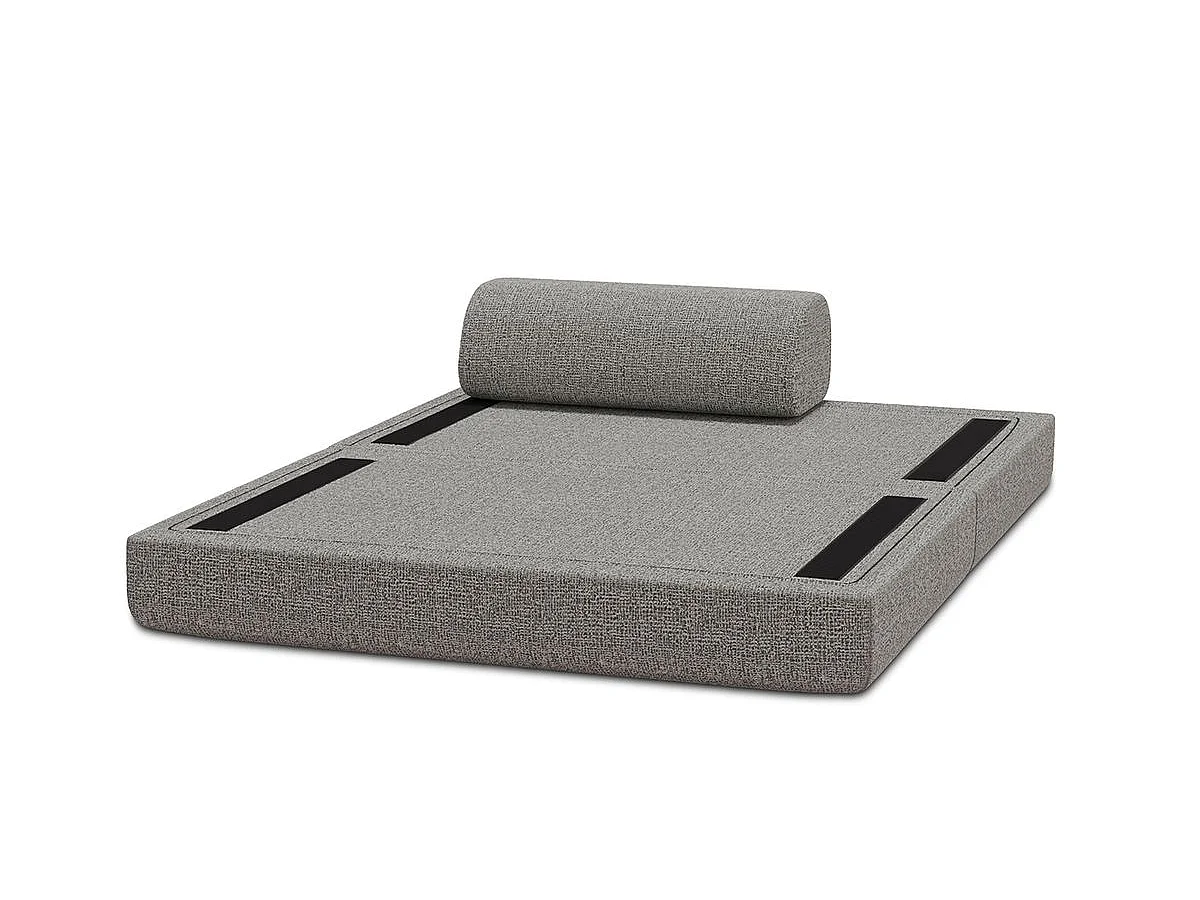 Canapé droit modulable et convertible 2 places - Tissu tweed - Gris