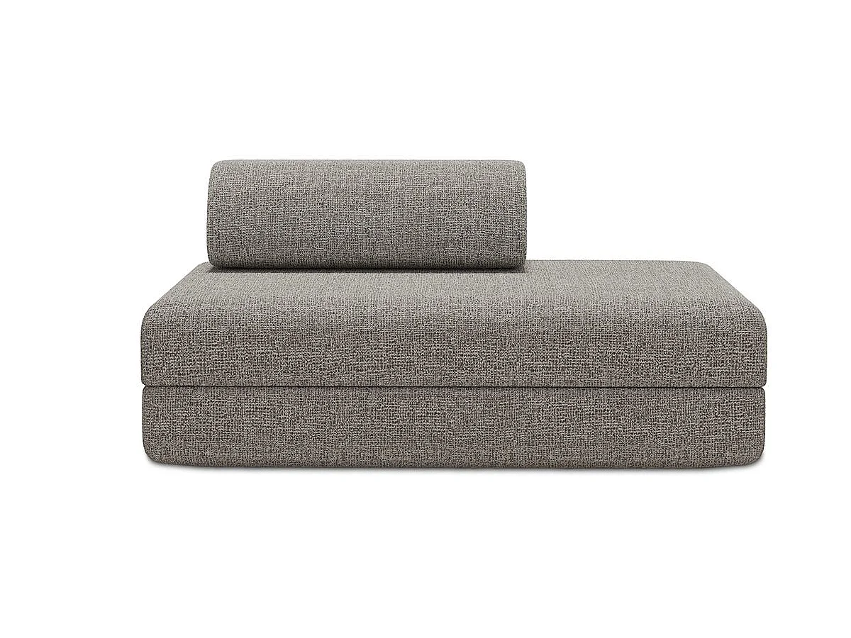 Canapé droit modulable et convertible 2 places - Tissu tweed - Gris