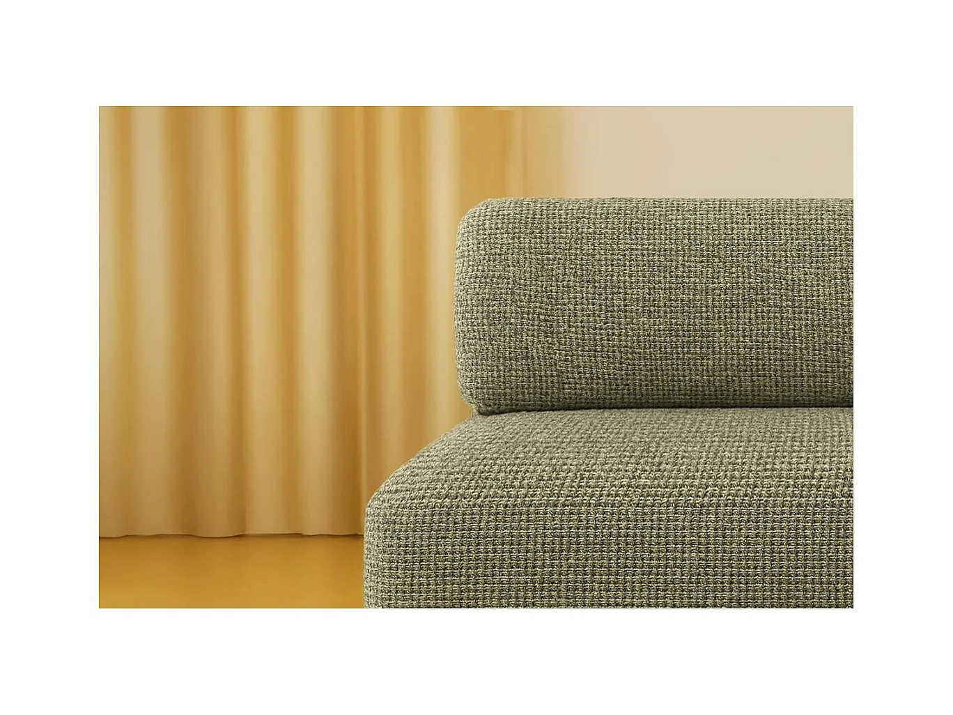 Canapé droit modulable et convertible 3 places - Tissu tweed - Vert