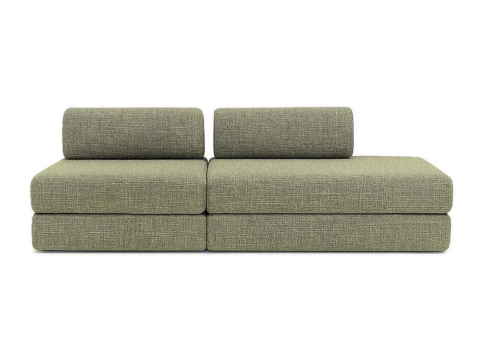 Canapé droit modulable et convertible 3 places - Tissu tweed - Vert